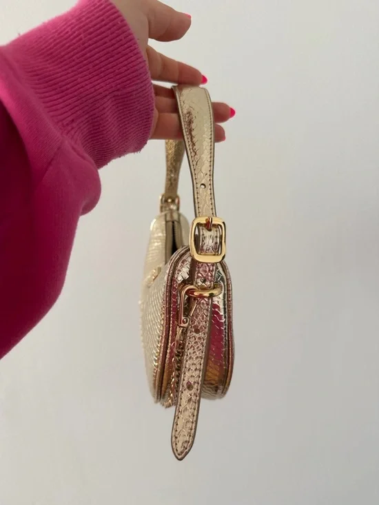 Aldo Metallic Gold Crescent Mini Bag - Picture 4 of 5